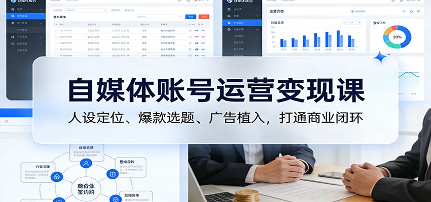 自媒体账号运营变现课：人设定位、爆款选题、广告植入，打通商业闭环_就是爱分享
