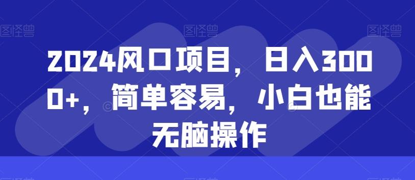 2024风口项目，日入3000+，简单容易，小白也能无脑操作_就是爱分享