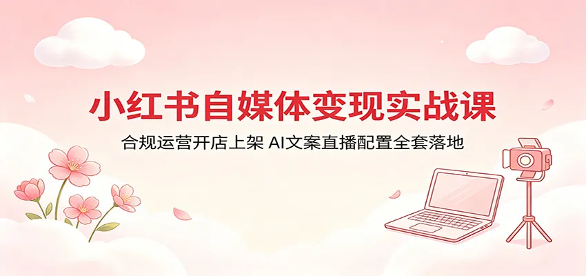 小红书自媒体变现实战课:合规运营开店上架,AI文案直播配置全套落地_一起云网创