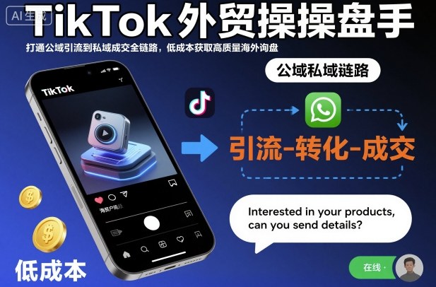 TikTok外贸操盘手，打通公域引流到私域成交全链路，低成本获取高质量海外询盘_就是爱分享