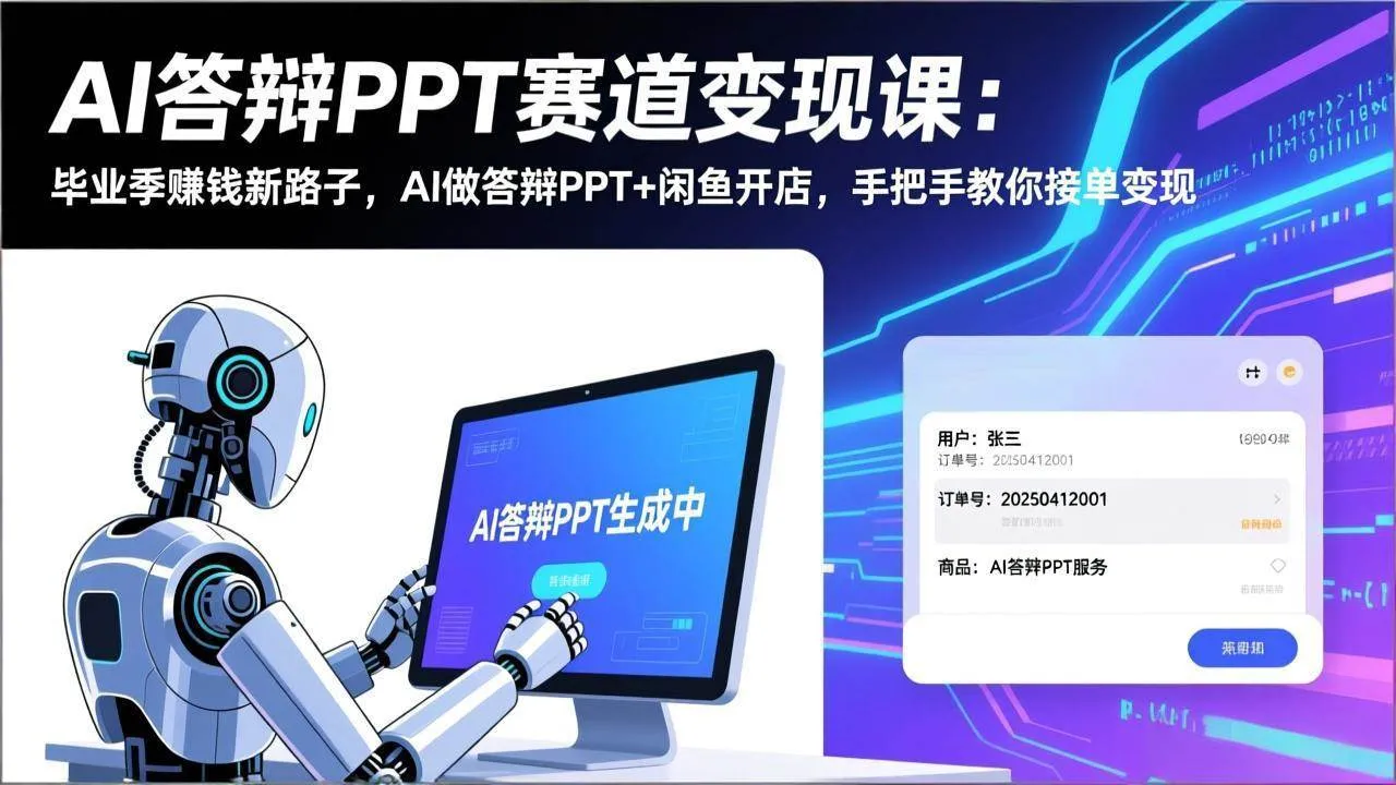 （17546期）AI答辩PPT赛道变现课：毕业季赚钱新路子，AI做答辩PPT+闲鱼开店，手把手教你接单变现_就是爱分享
