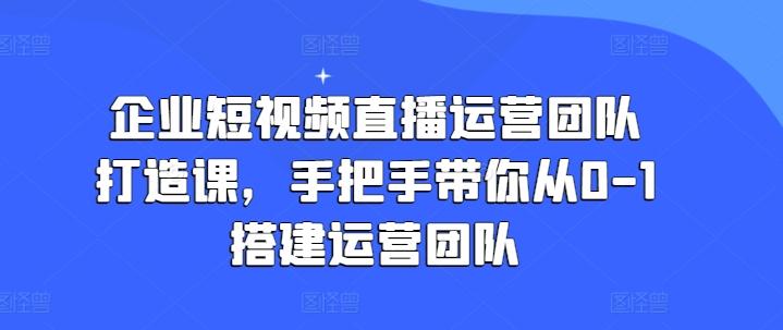 企业短视频直播运营团队打造课，手把手带你从0-1搭建运营团队_就是爱分享