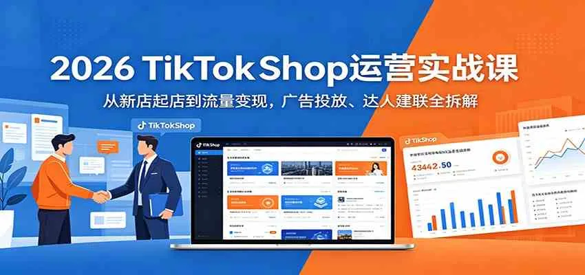 2026 TikTokShop运营实战课：从新店起店到流量变现，广告投放、达人建联全拆解_就是爱分享
