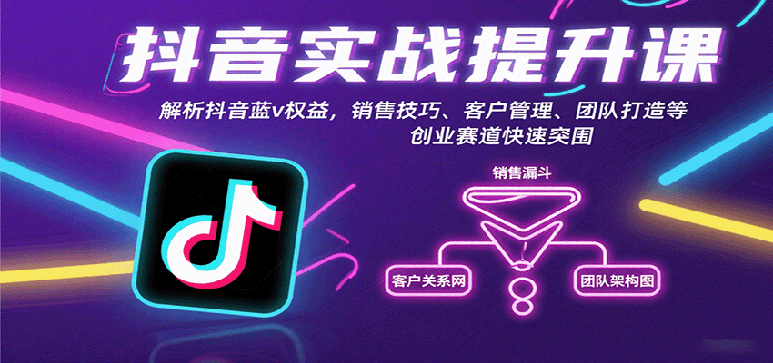 抖音实战提升课：解析抖音蓝v权益，销售技巧、客户管理、团队打造等创业赛道快速突围_就是爱分享