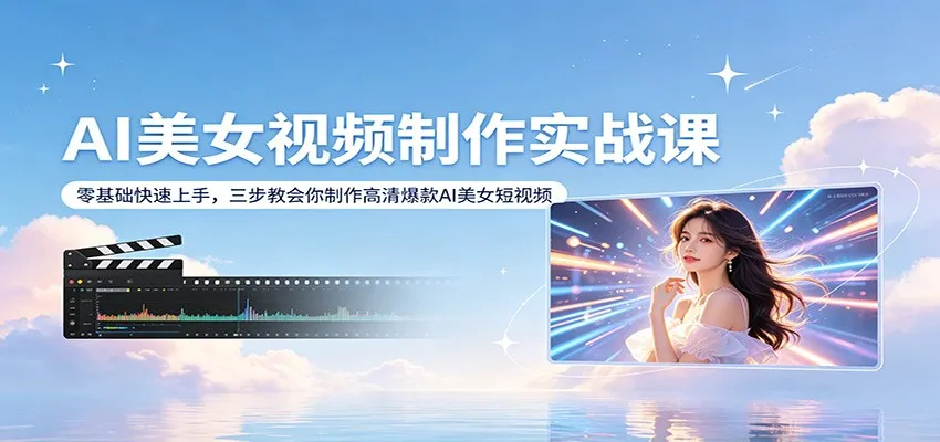 AI美女视频制作实战课：零基础快速上手，三步教会你制作高清爆款AI美女短视频_就是爱分享