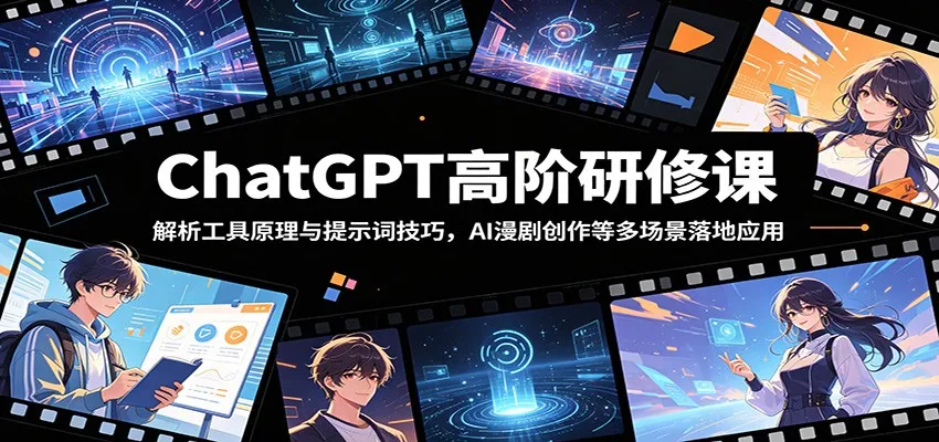 ChatGPT高阶研修课:解析工具原理与提示词技巧,AI漫剧创作等多场景落地应用_一起云网创