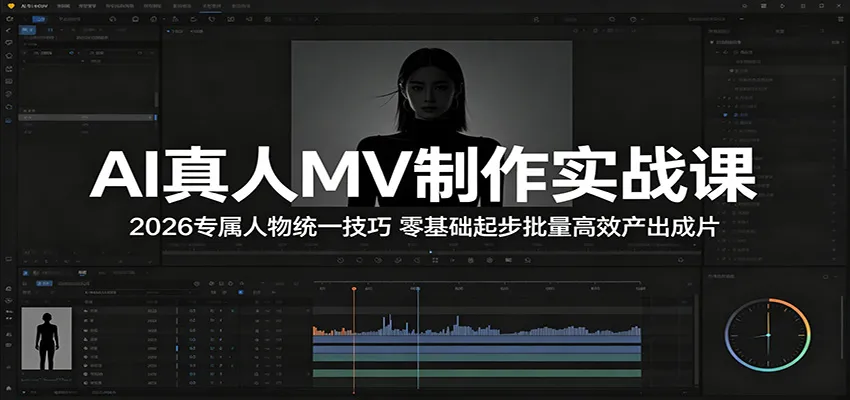 AI真人MV制作实战课:2026专属人物统一技巧,零基础起步批量高效产出成片_一起云网创
