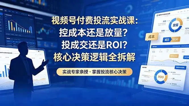 （18462期）视频号付费投流实战课-5月：控成本还是放量？投成交还是ROI？核心决策逻辑全拆解_一起云网创