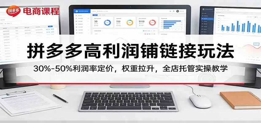 拼多多高利润铺链接玩法：30%–50%利润率定价，权重拉升，全店托管实操教学_就是爱分享