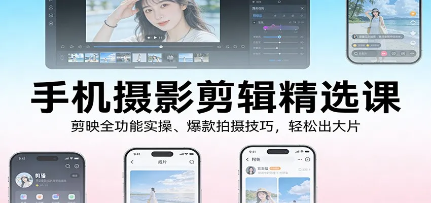 手机摄影剪辑精选课：剪映全功能实操、爆款拍摄技巧，轻松出大片_就是爱分享