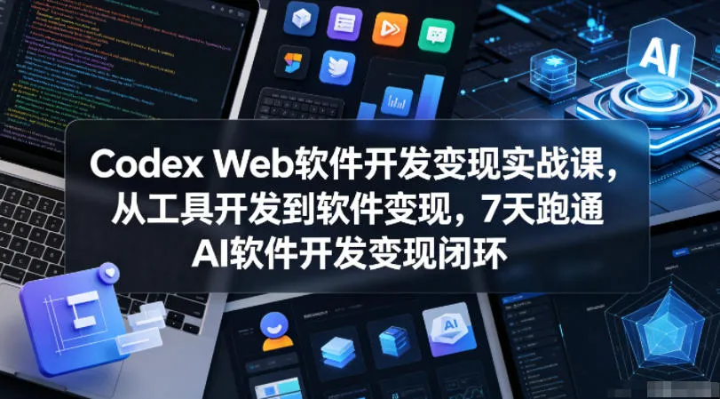 Codex Web软件开发变现实战课，从工具开发到软件变现，7天跑通AI软件开发变现闭环_一起云网创