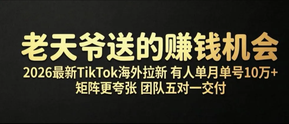 老天爷送的賺钱机会!2026最新TikTok海外拉新,有人单月单号10W+,矩阵更夸张,团队交付【揭秘】_一起云网创