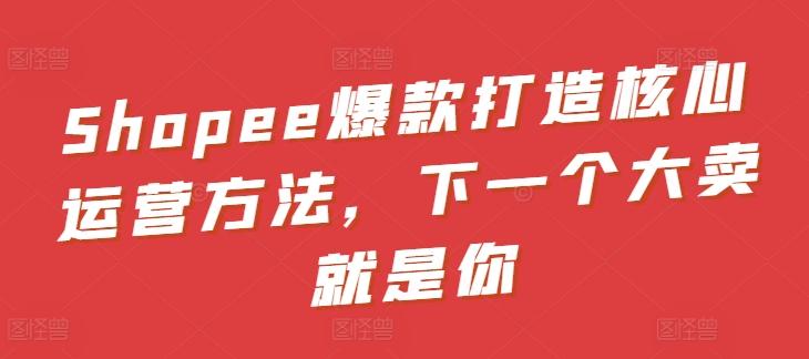 Shopee爆款打造核心运营方法，下一个大卖就是你_就是爱分享
