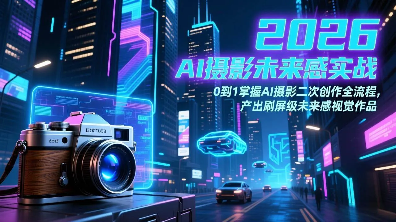 （17584期）2026 AI摄影未来感实战：0到1掌握AI摄影二次创作全流程，产出刷屏级未来感视觉作品_就是爱分享