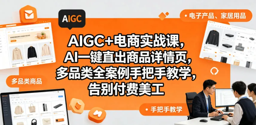 AIGC+电商实战课，AI一键直出商品详情页，多品类全案例手把手教学，告别付费美工_就是爱分享