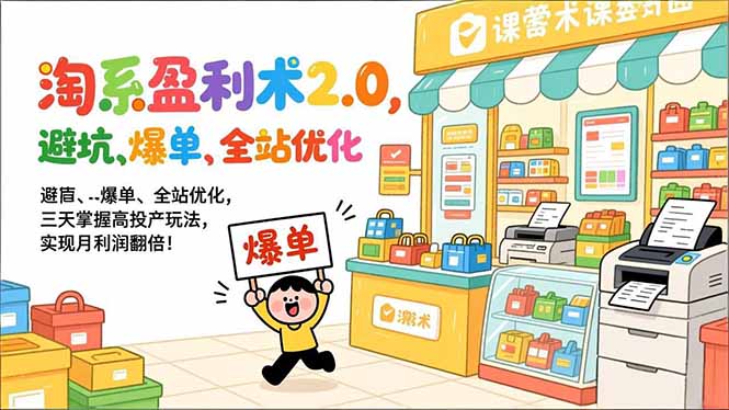 淘系盈利术2.0，避坑、爆单、全站优化，三天掌握高投产玩法，实现月利润翻倍！_就是爱分享