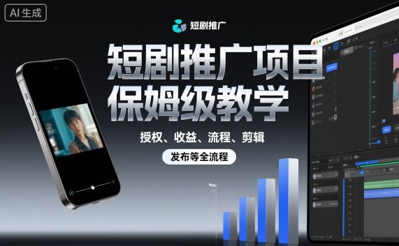 短剧推广项目保姆级教学，授权、收益、流程、剪辑，发布等全流程_就是爱分享