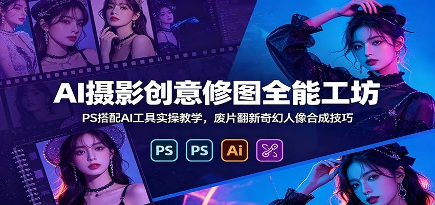 AI摄影创意修图全能工坊：PS搭配AI工具实操教学，废片翻新奇幻人像合成技巧_一起云网创