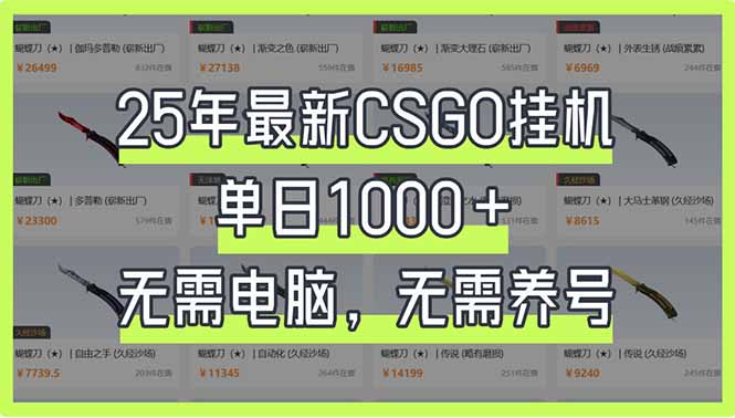 25年最新CSGO挂机系统，单日1000+，无需电脑，无需养号，0基础可上手_就是爱分享
