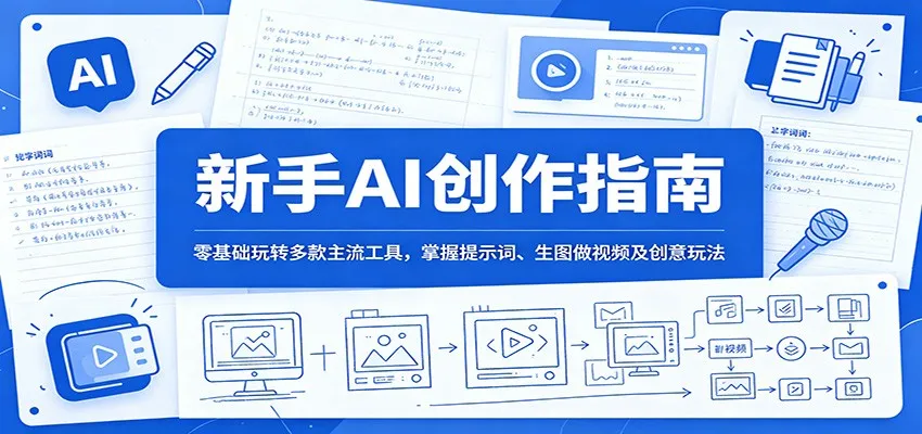 新手AI创作指南:零基础玩转多款主流工具,掌握提示词、生图做视频及创意玩法_一起云网创