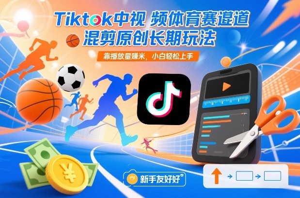 Tiktok中视频体育赛道混剪原创长期玩法,靠播放量賺米,小白轻松上手_就是爱分享