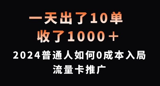 一天出了10单，收了1000+，2024普通人如何0成本入局流量卡推广【揭秘】_就是爱分享