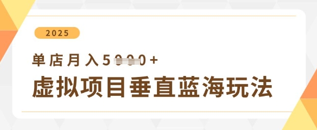 虚拟项目垂直玩法，实现单店月入5k+_就是爱分享