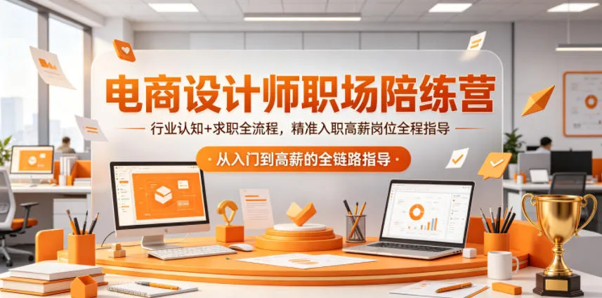 电商设计师职场陪练营,行业认知+求职全流程,精准入职高薪岗位全程指导_一起云网创