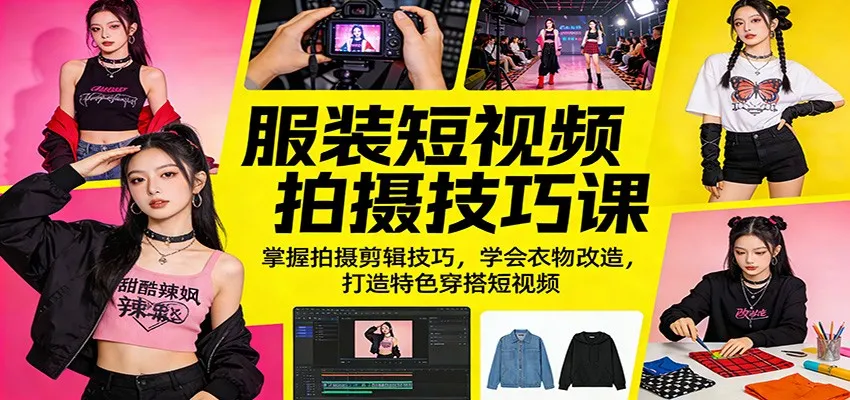 服装短视频拍摄技巧课:掌握拍摄剪辑技巧,学会衣物改造,打造特色穿搭短视频_就是爱分享