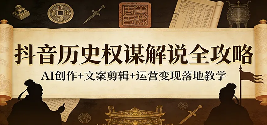 抖音历史权谋解说全攻略：AI创作+文案剪辑+运营变现落地教学_就是爱分享