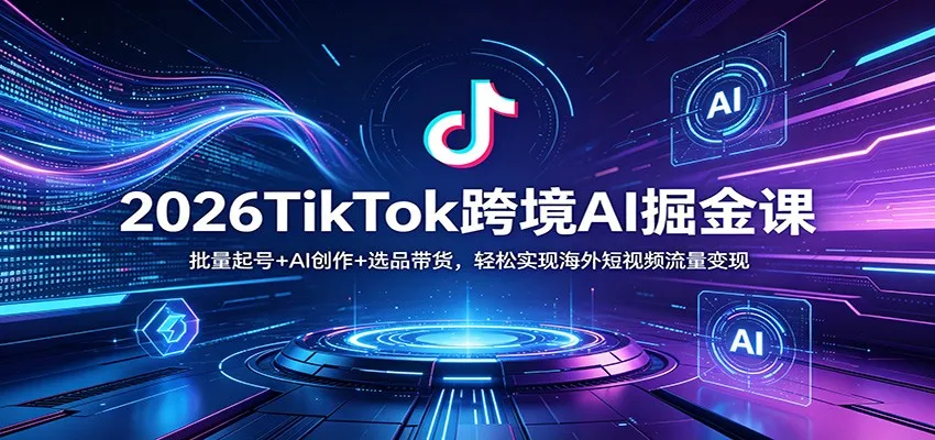 2026TikTok跨境AI掘金课：批量起号+AI创作+选品带货，轻松实现海外短视频流量变现_就是爱分享