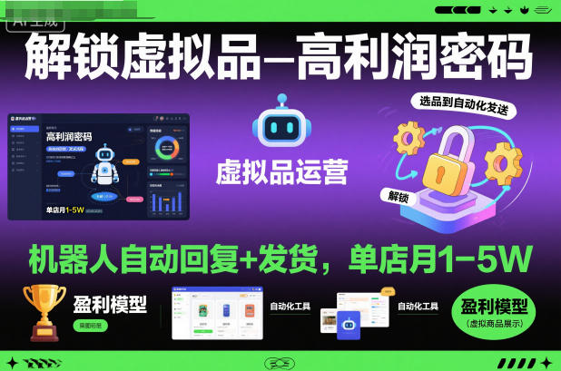 解锁虚拟品高利润密码:机器人自动回复+发货,单店月1-5W【揭秘】_就是爱分享