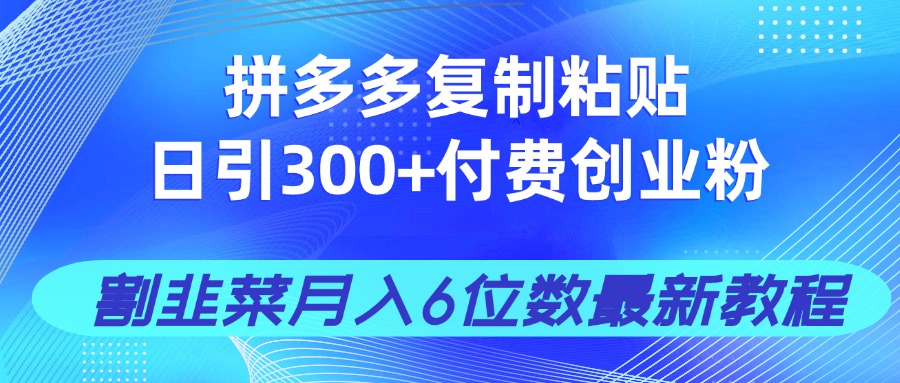 拼多多复制粘贴日引300+付费创业粉,割韭菜月入6位数最新教程!_就是爱分享
