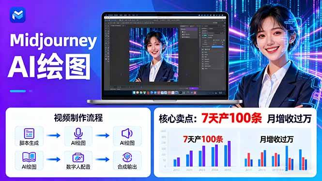 （16049期）AI绘图照片开口说话视频制作：Midjourney+数字人，7天产100条月增收过万_就是爱分享