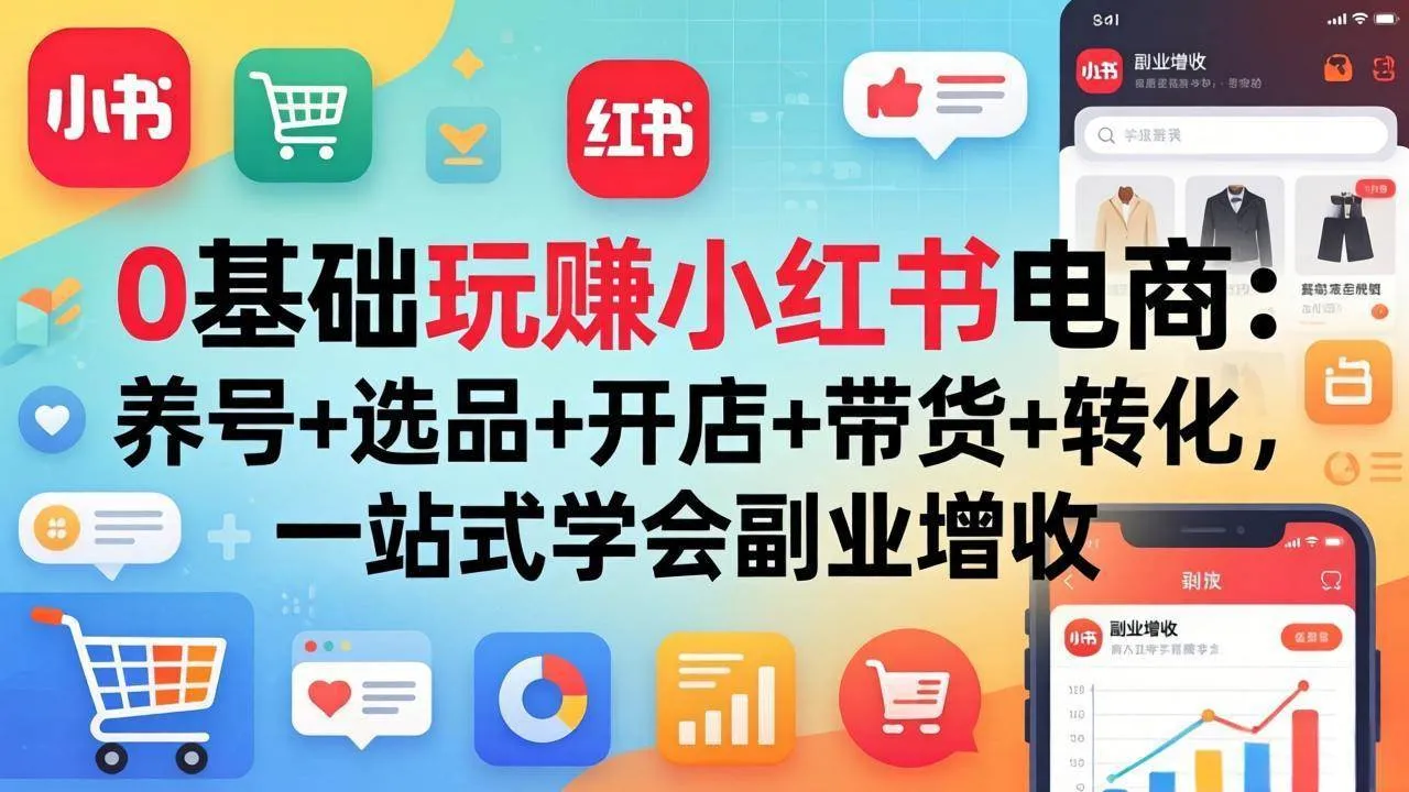 （17949期）0基础玩赚小红书电商：养号+选品+开店+带货+转化，一站式学会副业增收_就是爱分享