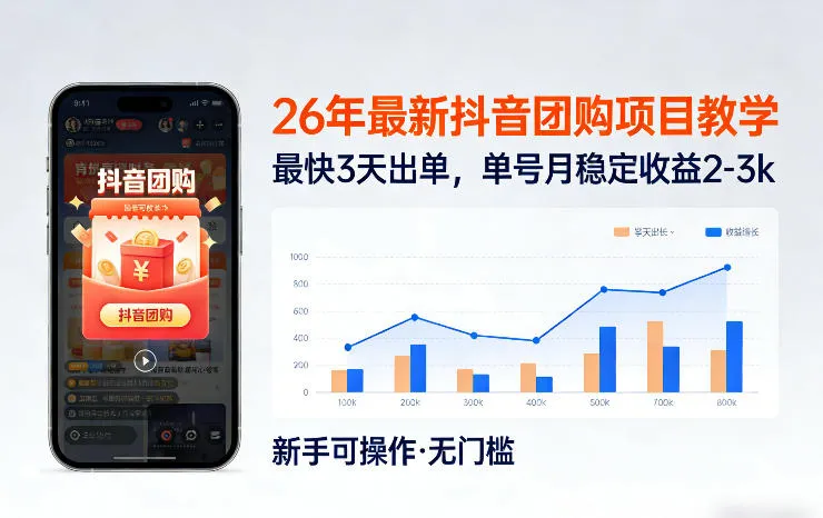 26年最新抖音团购项目教学，0门槛，最快3天出单，单号月稳定收益2-3k（更新3月19日）_就是爱分享