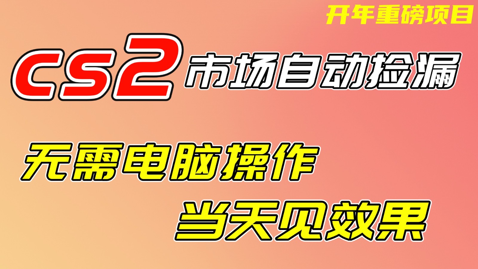 CS2市场挂机项，无需电脑操作，无需进入游戏，当天见效果，支持任何形式验证_就是爱分享