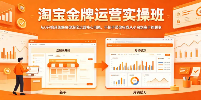 淘宝金牌运营实操班，从0开始系统解决你淘宝运营核心问题，手把手带你完成从小白到高手的蜕变_一起云网创