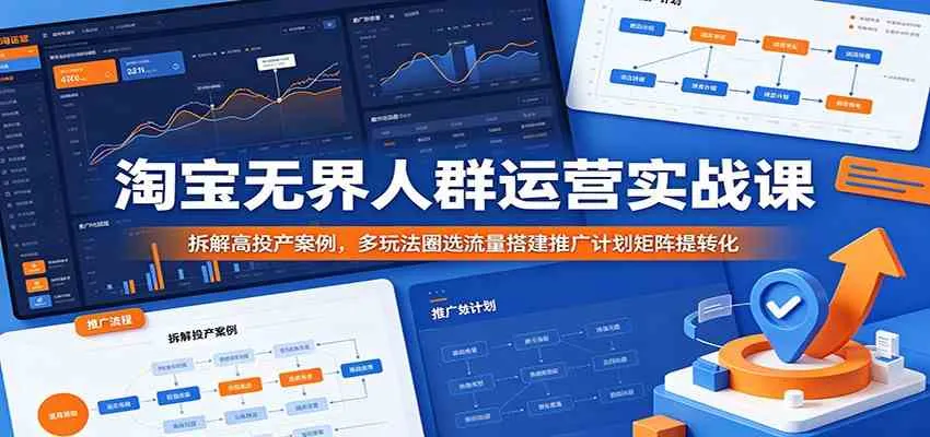 淘宝无界人群运营实战课:拆解高投产案例,多玩法圈选流量搭建推广计划矩阵提转化_一起云网创