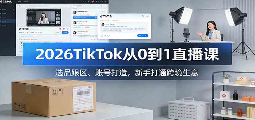2026TikTok从0到1直播课:选品跟区、账号打造,新手打通跨境生意_就是爱分享