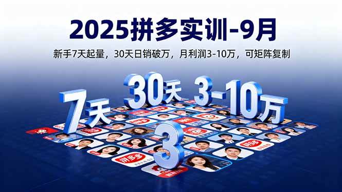 （16008期）2025拼多多实训-9月：新手7天起量,30天日销破万,月利润3-10万,可矩阵复制_就是爱分享