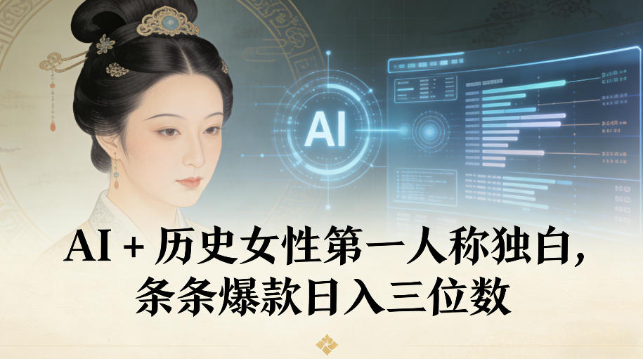 AI+历史女性第一人称独白，条条爆款日入三位数_就是爱分享