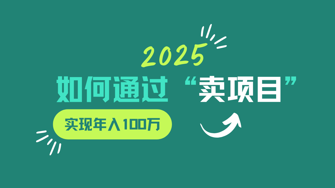 2025年如何通过“卖项目”实现年入100w_就是爱分享