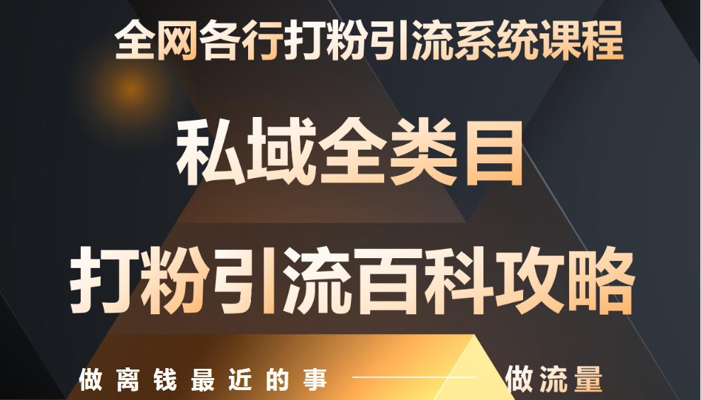 月入9万：全网唯一私域打粉引流神课，零基础手把手带你引流变现_就是爱分享