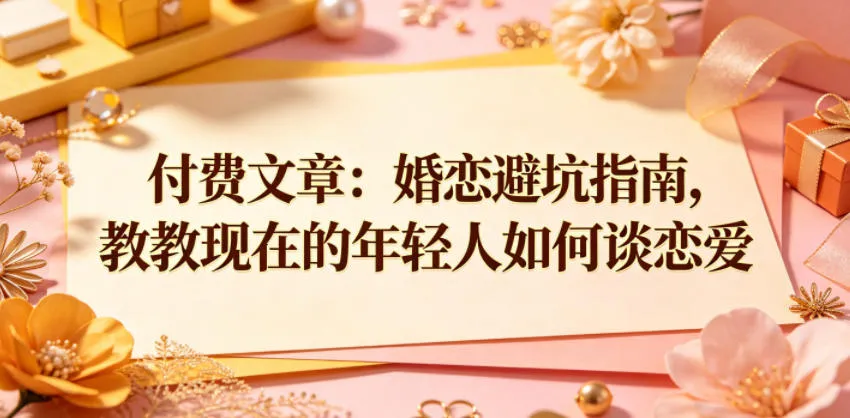 付费文章：婚恋避坑指南，教教现在的年轻人如何谈恋爱_一起云网创