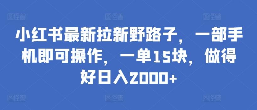 小红书最新拉新野路子，一部手机即可操作，一单15块，做得好日入2000+【揭秘】_就是爱分享