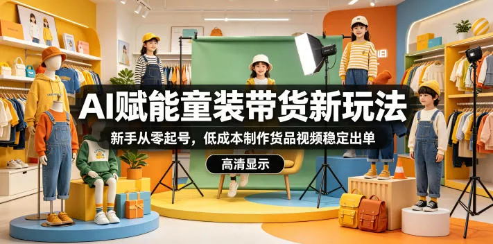 AI赋能童装带货新玩法,新手从零起号,低成本制作货品视频稳定出单_一起云网创