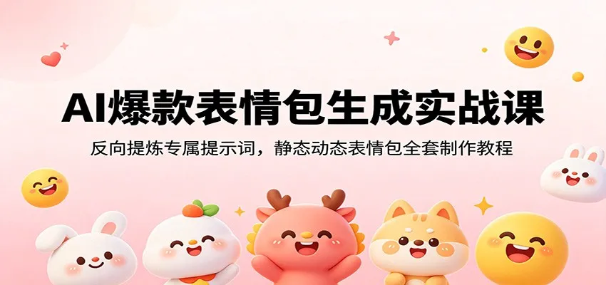 AI爆款表情包生成实战课:反向提炼专属提示词,静态动态表情包全套制作教程_一起云网创