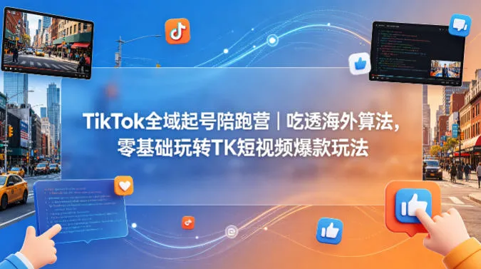 TikTok全域起号陪跑营｜吃透海外算法，零基础玩转TK短视频爆款玩法_就是爱分享