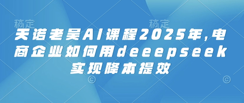 天诺老吴AI课程2025年，电商企业如何用deeepseek实现降本提效_就是爱分享
